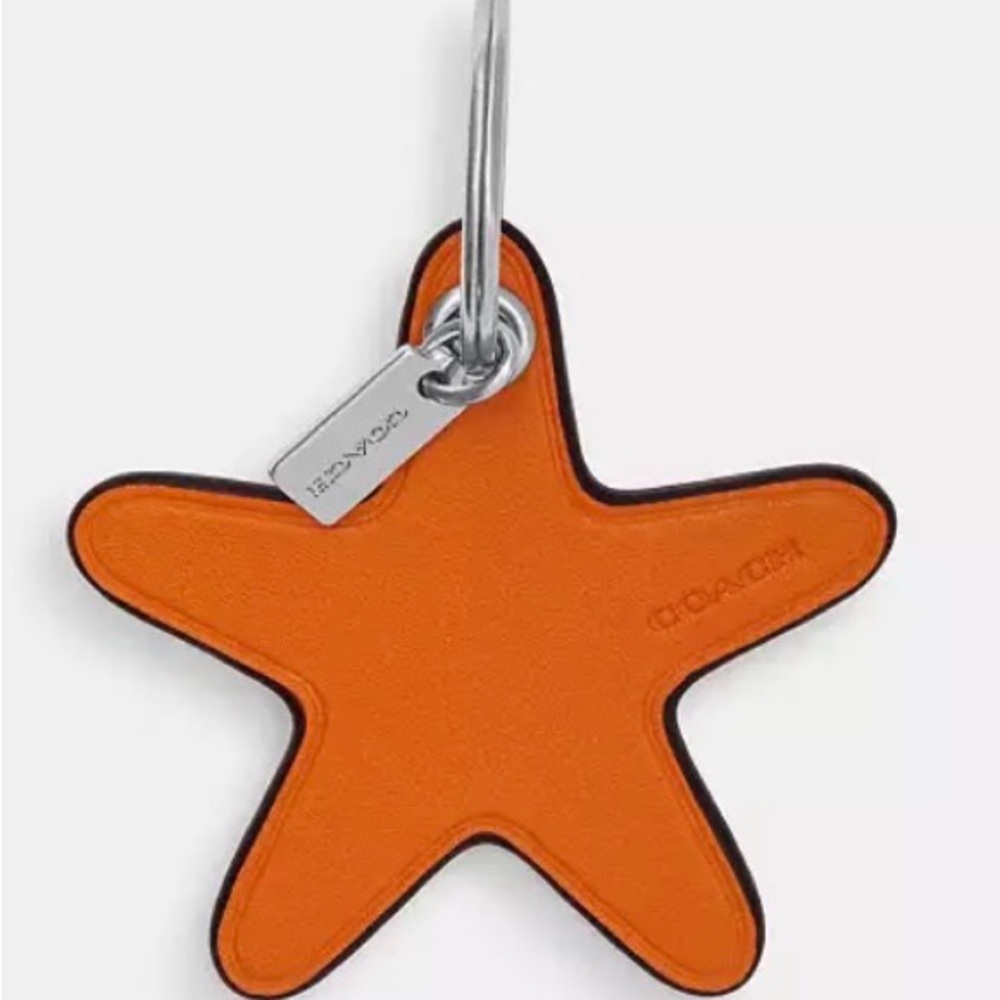 Coach Orange Starfish Leather Keychain